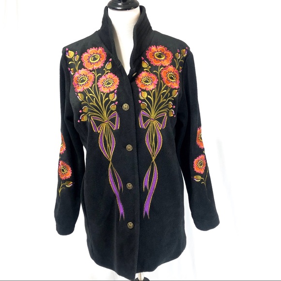 Bob Mackie Embroidered Fleece Jackets 
